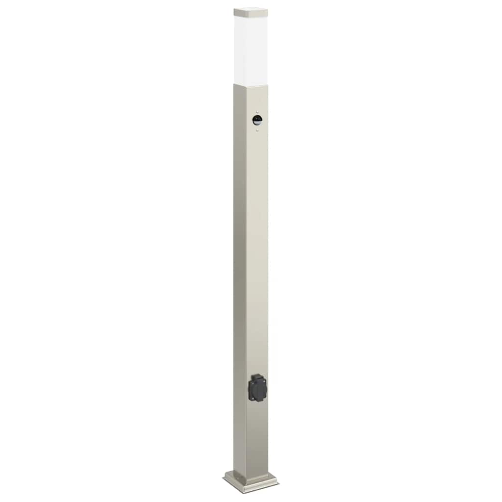 Pollerleuchte mit Sensor und Steckdose 110 cm Edelstahl IP44