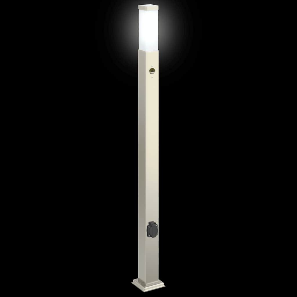 Pollerleuchte mit Sensor und Steckdose 110 cm Edelstahl IP44