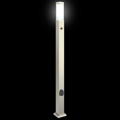 Pollerleuchte mit Sensor und Steckdose 110 cm Edelstahl IP44