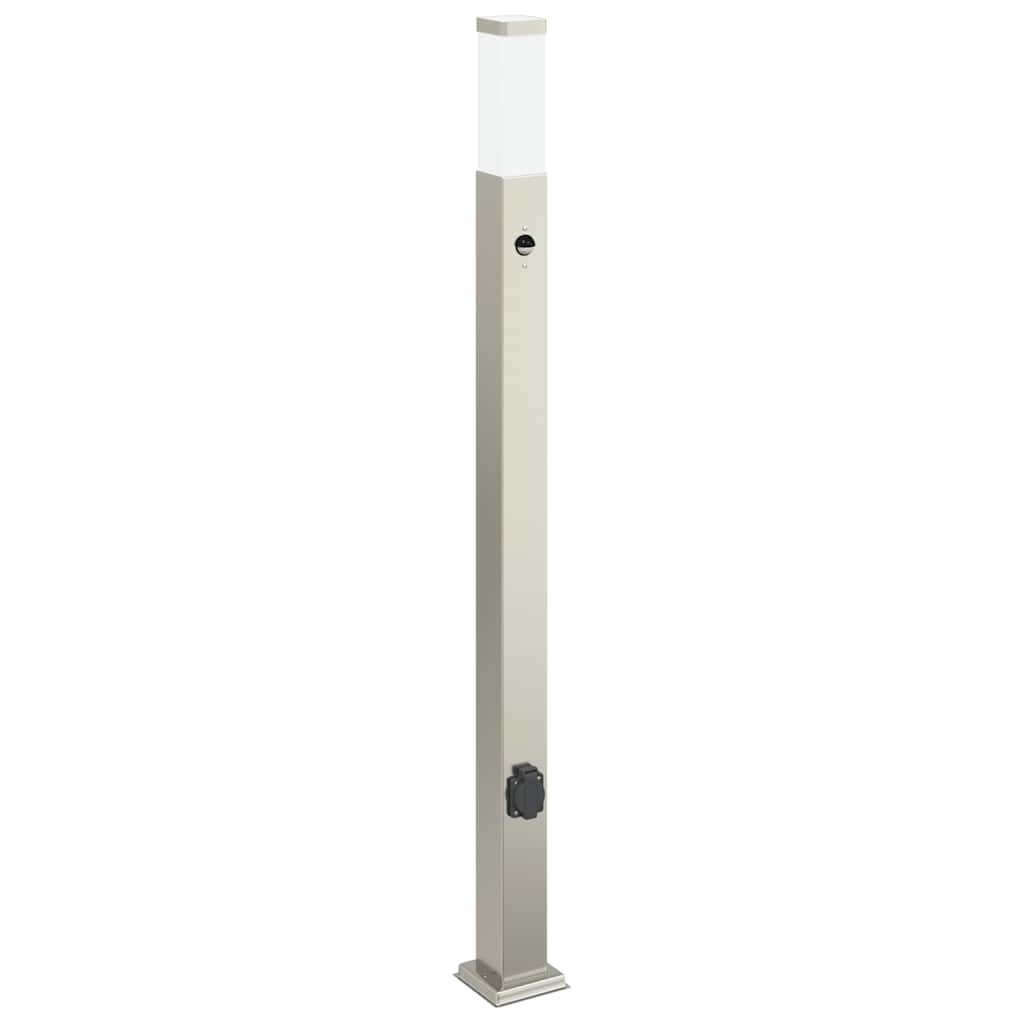 Pollerleuchten mit Sensor&Steckdose 3 Stk. 110 cm Edelstahl IP44
