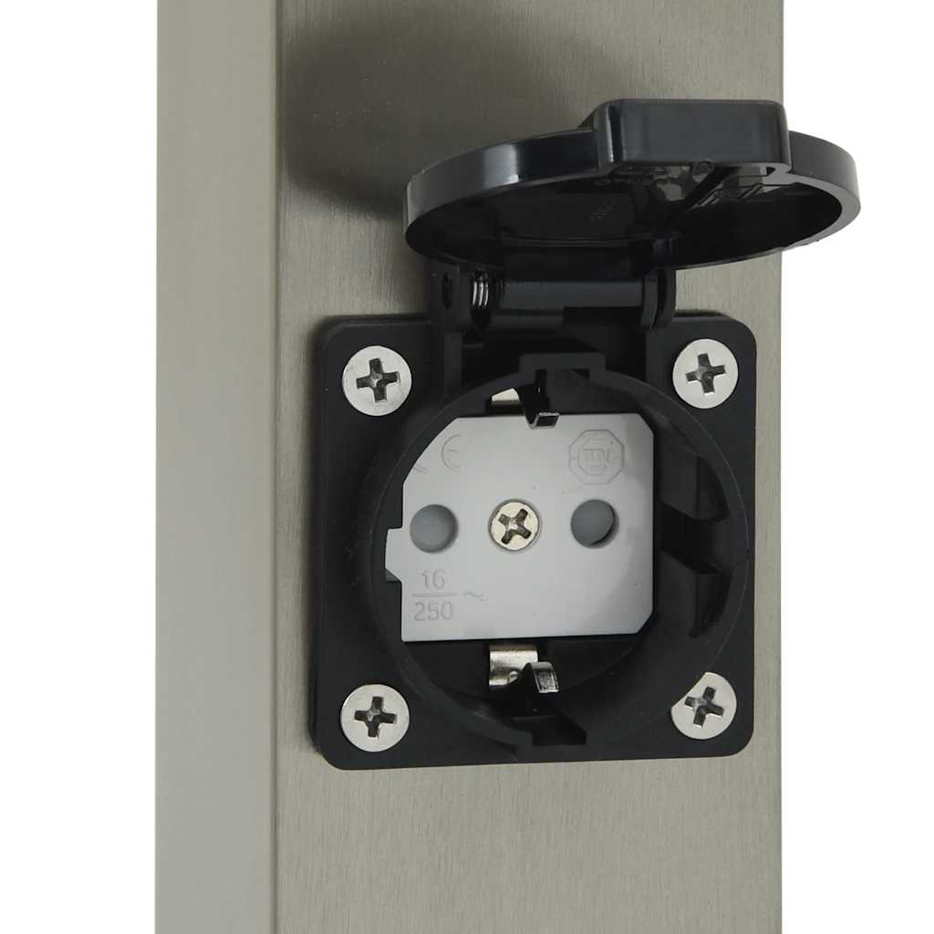 Pollerleuchten mit Sensor&Steckdose 3 Stk. 110 cm Edelstahl IP44