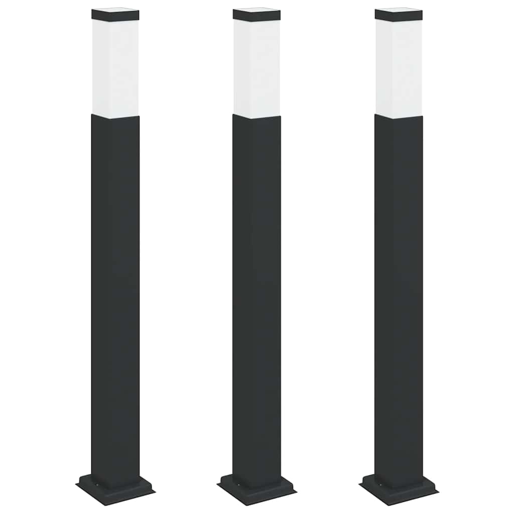 Pollerleuchten 3 Stück 80 cm Schwarz IP44