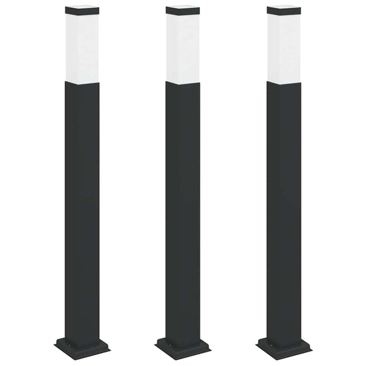 Pollerleuchten 3 Stück 80 cm Schwarz IP44