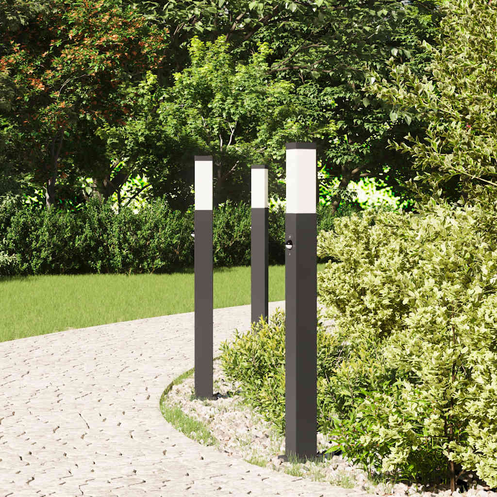 Pollerleuchten mit Sensor 3 Stk. 80 cm Schwarz IP44