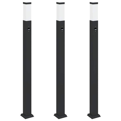 Pollerleuchten mit Sensor 3 Stk. 110 cm Schwarz IP44