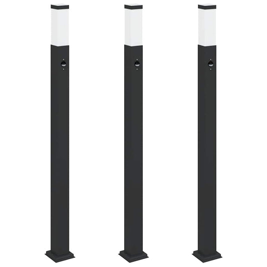 Pollerleuchten mit Sensor 3 Stk. 110 cm Schwarz IP44