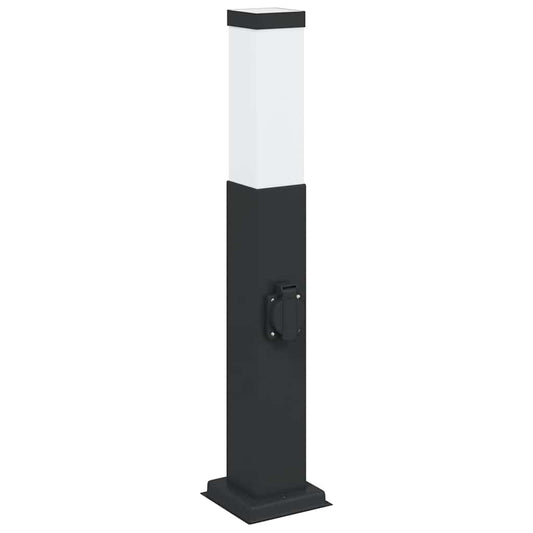 Pollerleuchte mit Auslass 50 cm Schwarz IP44