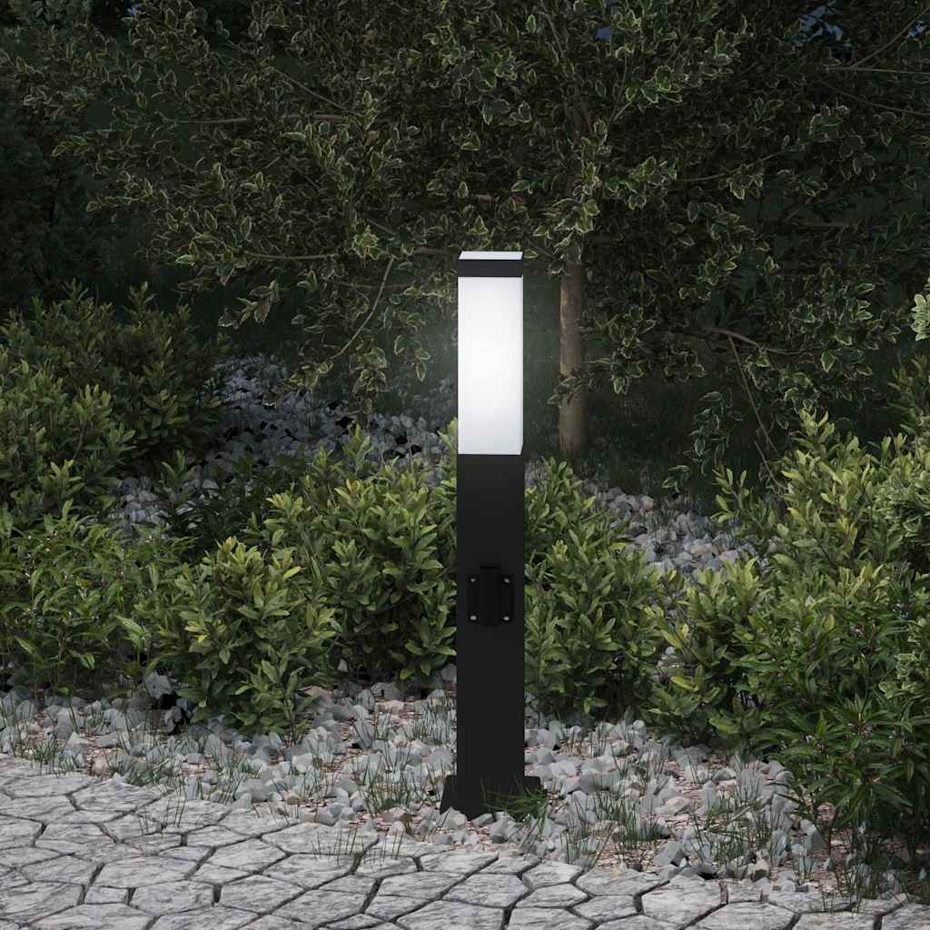 Pollerleuchte mit Auslass 50 cm Schwarz IP44