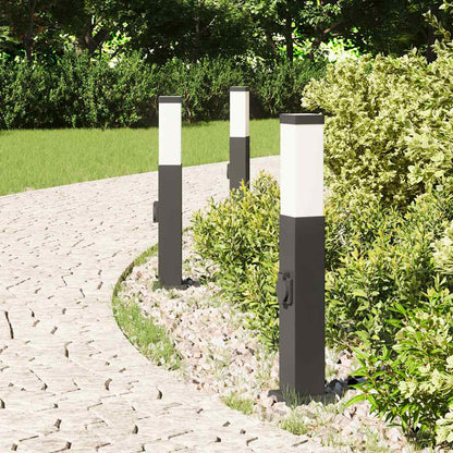 Pollerleuchten mit Steckdose 3 Stk. 50 cm Schwarz IP44