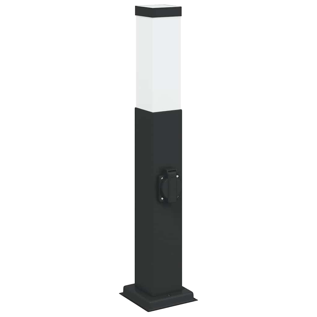 Pollerleuchten mit Steckdose 3 Stk. 50 cm Schwarz IP44