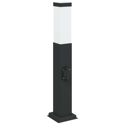 Pollerleuchten mit Steckdose 3 Stk. 50 cm Schwarz IP44