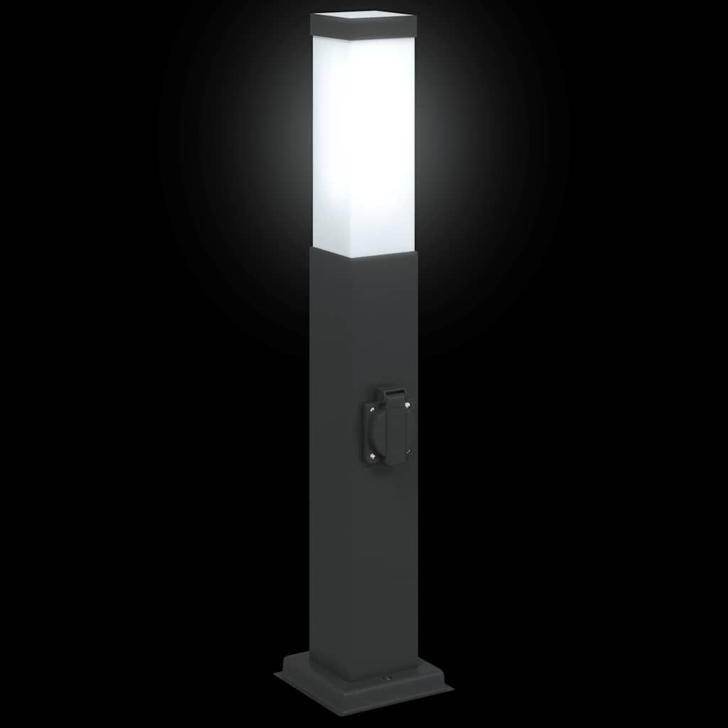 Pollerleuchten mit Steckdose 3 Stk. 50 cm Schwarz IP44