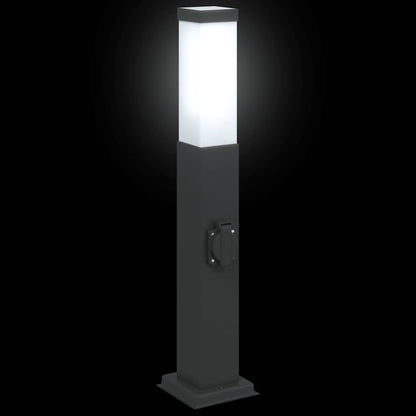 Pollerleuchten mit Steckdose 3 Stk. 50 cm Schwarz IP44