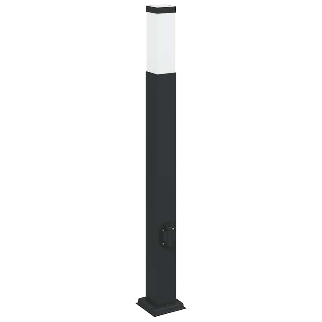 Pollerleuchten mit Steckdose 3 Stk. 80 cm Schwarz IP44