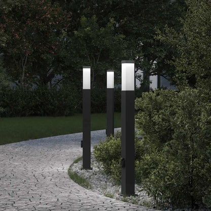 Pollerleuchten mit Steckdose 3 Stk. 80 cm Schwarz IP44