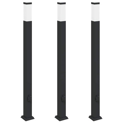 Pollerleuchten mit Steckdose 3 Stk. 110 cm Schwarz IP44