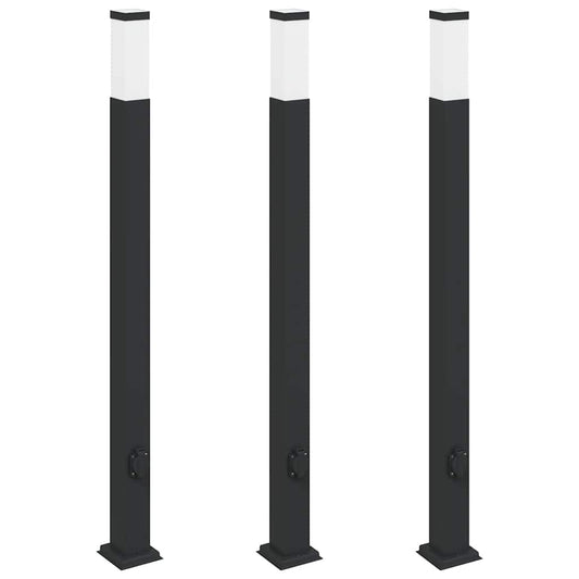 Pollerleuchten mit Steckdose 3 Stk. 110 cm Schwarz IP44