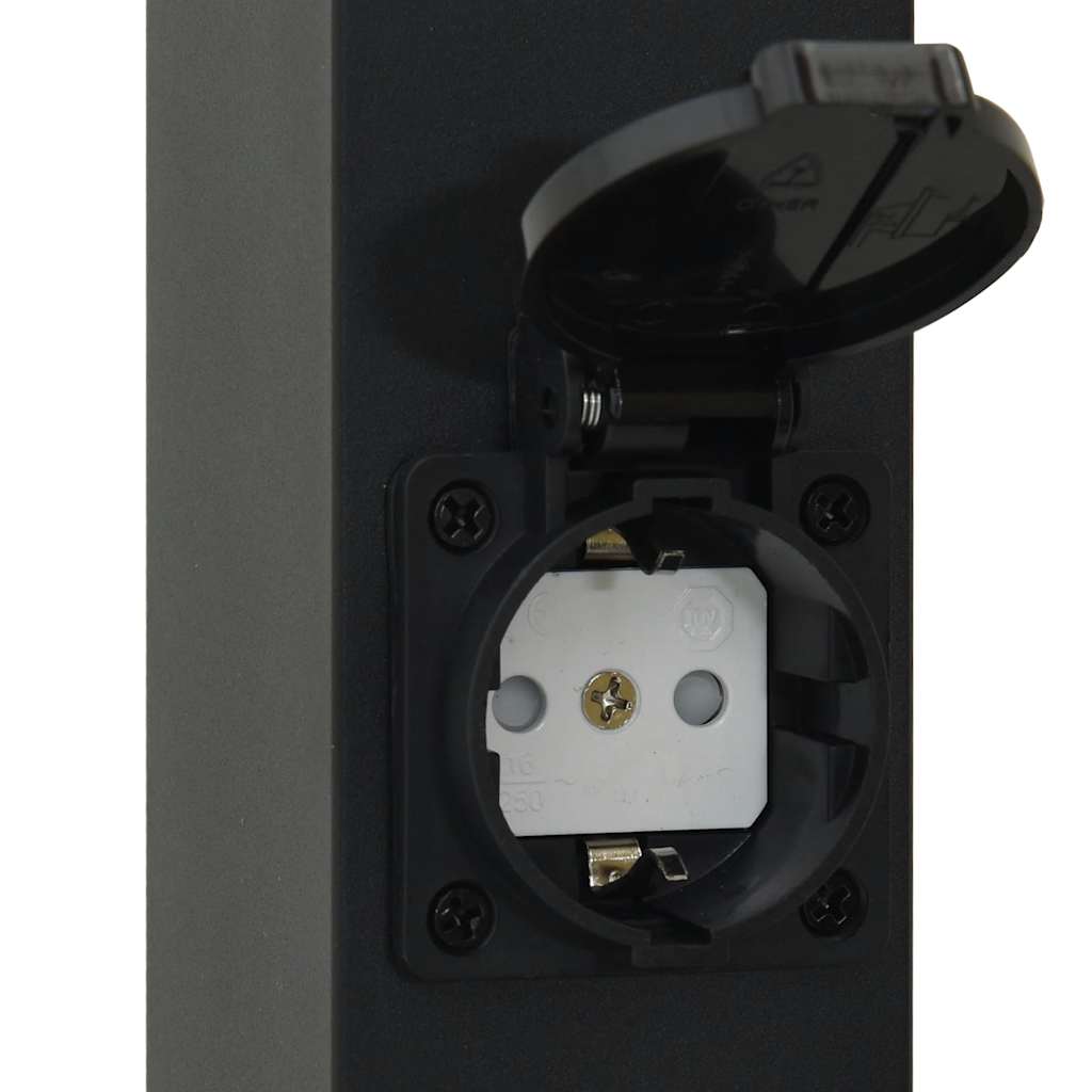 Pollerleuchten mit Steckdose 3 Stk. 110 cm Schwarz IP44