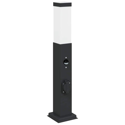 Pollerleuchte mit Sensor und Steckdose 50 cm Schwarz IP44