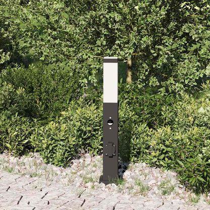 Pollerleuchte mit Sensor und Steckdose 50 cm Schwarz IP44