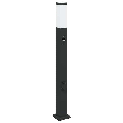 Pollerleuchte mit Sensor und Steckdose 80 cm Schwarz IP44