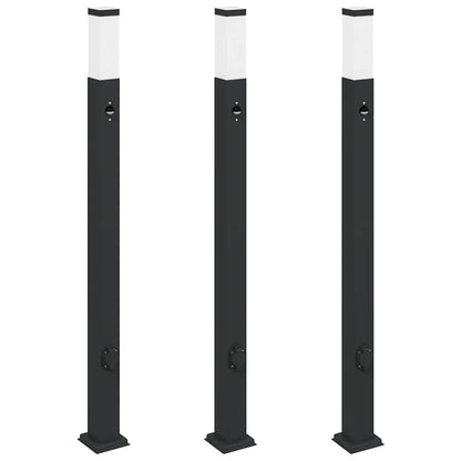 Pollerleuchten mit Sensor&Steckdose 3 Stk. 110 cm Schwarz IP44