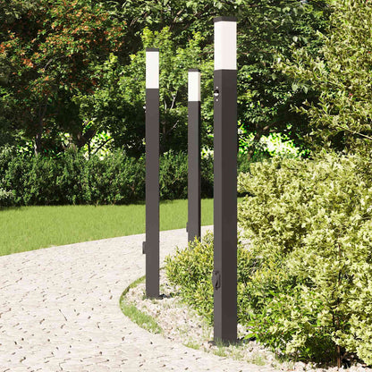 Pollerleuchten mit Sensor&Steckdose 3 Stk. 110 cm Schwarz IP44