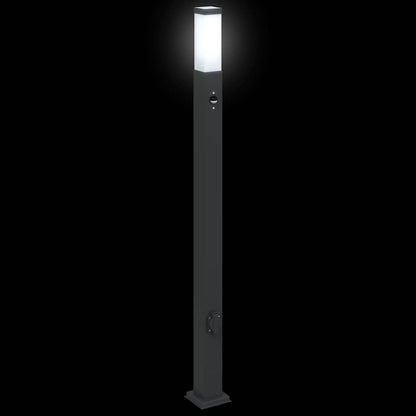 Pollerleuchten mit Sensor&Steckdose 3 Stk. 110 cm Schwarz IP44