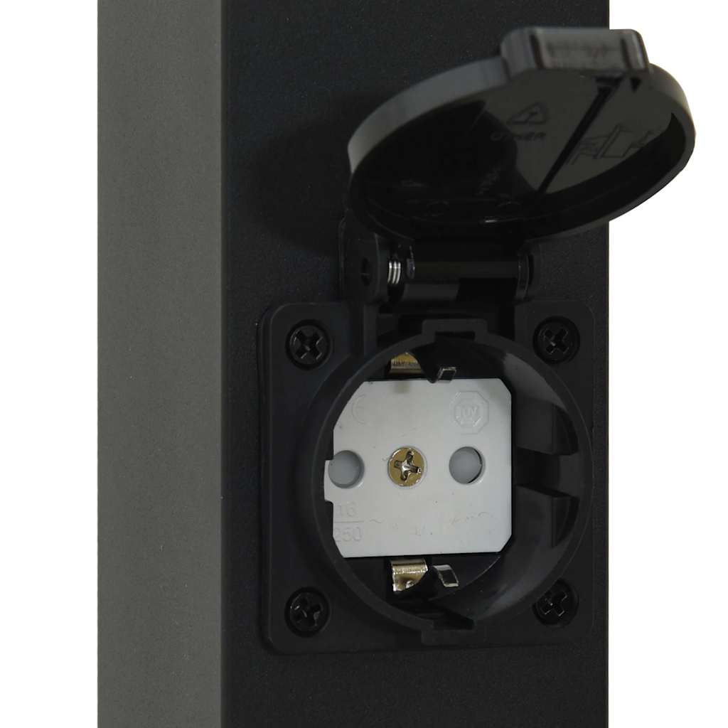 Pollerleuchten mit Sensor&Steckdose 3 Stk. 110 cm Schwarz IP44