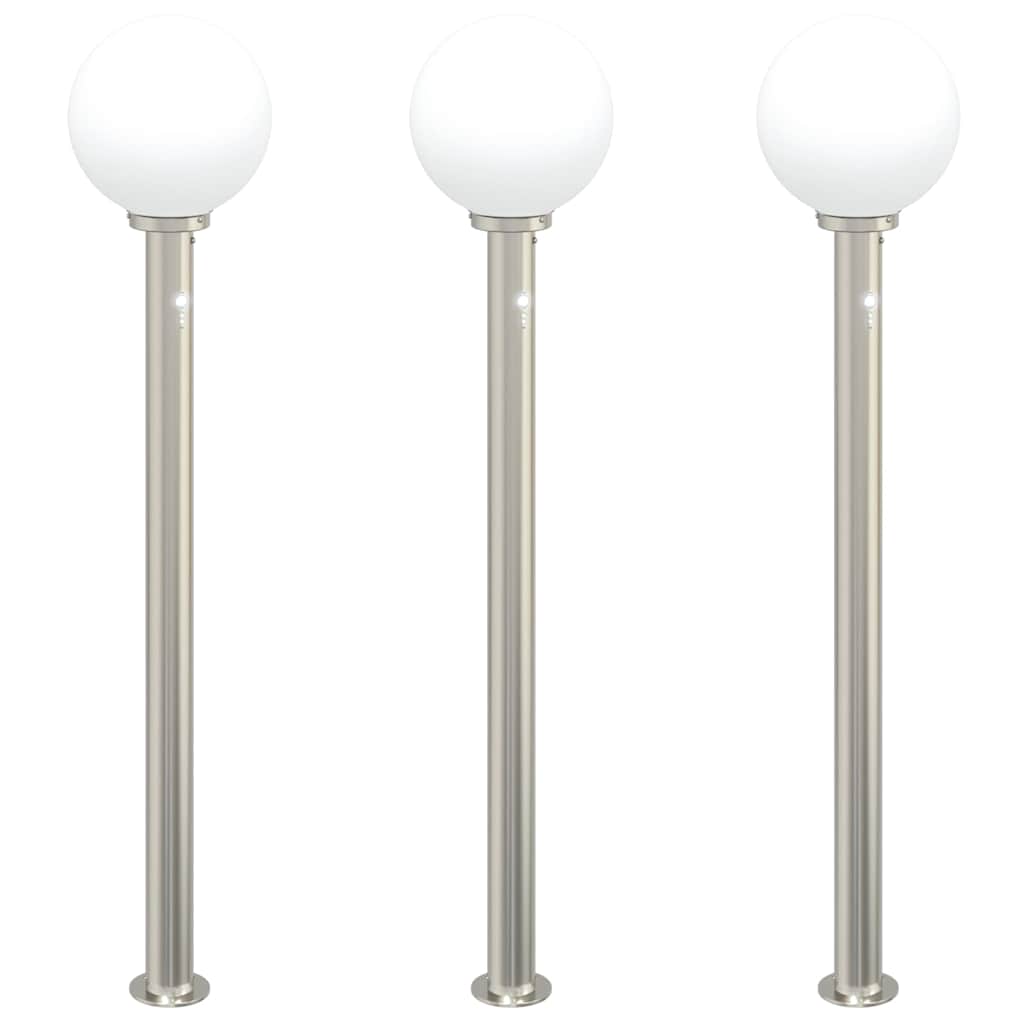 Pollerleuchten mit Sensor 3 Stk. 120 cm Edelstahl IP44
