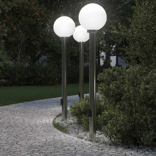Pollerleuchten mit Auslass 3 Stk. 120 cm Edelstahl IP44