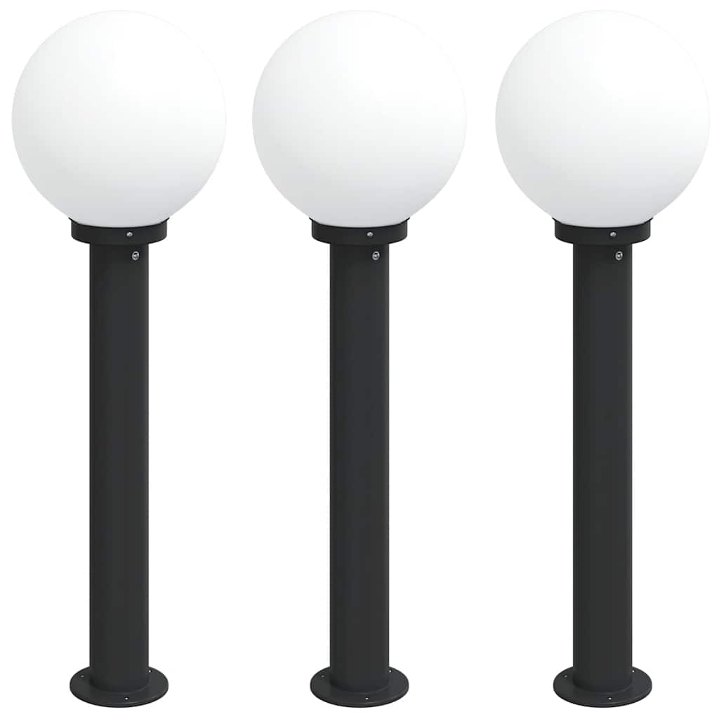 Pollerleuchten 3 Stück 80 cm Schwarz IP44