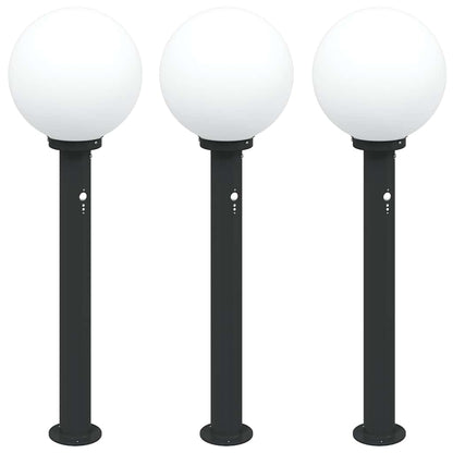 Pollerleuchten mit Sensor 3 Stk. 80 cm Schwarz IP44