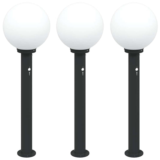 Pollerleuchten mit Sensor 3 Stk. 80 cm Schwarz IP44