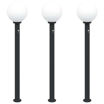 Pollerleuchten mit Sensor 3 Stk. 120 cm Schwarz IP44