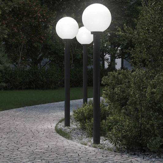 Pollerleuchten mit Sensor 3 Stk. 120 cm Schwarz IP44