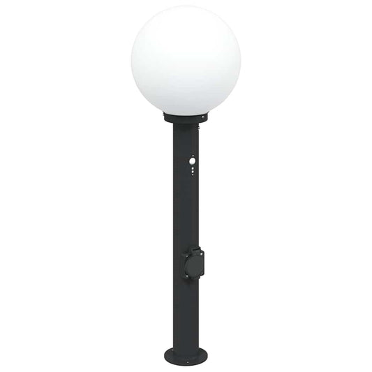Pollerleuchte mit Sensor und Steckdose 80 cm Schwarz IP44