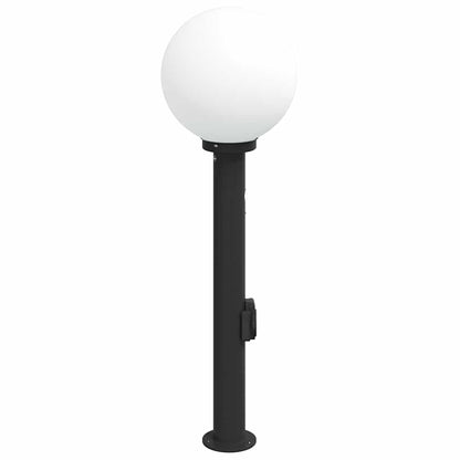 Pollerleuchte mit Sensor und Steckdose 80 cm Schwarz IP44