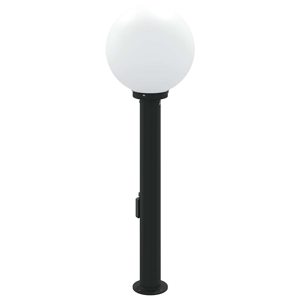 Pollerleuchte mit Sensor und Steckdose 80 cm Schwarz IP44