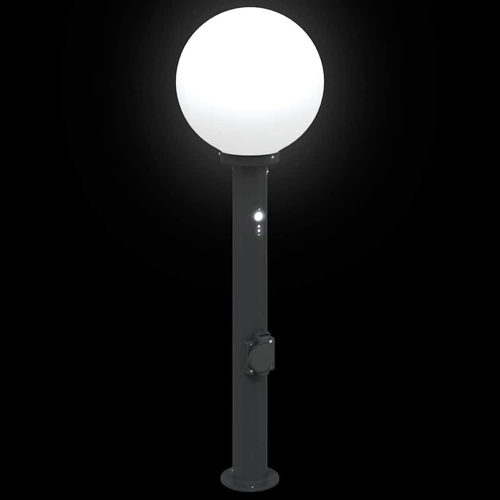 Pollerleuchte mit Sensor und Steckdose 80 cm Schwarz IP44