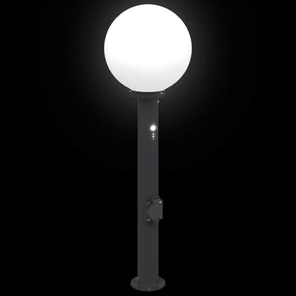 Pollerleuchte mit Sensor und Steckdose 80 cm Schwarz IP44