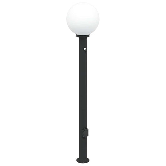 Pollerleuchte mit Sensor und Steckdose 120 cm Schwarz IP44