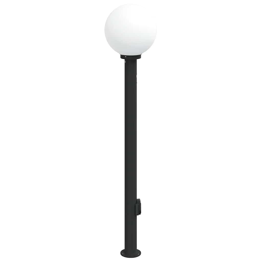 Pollerleuchte mit Sensor und Steckdose 120 cm Schwarz IP44