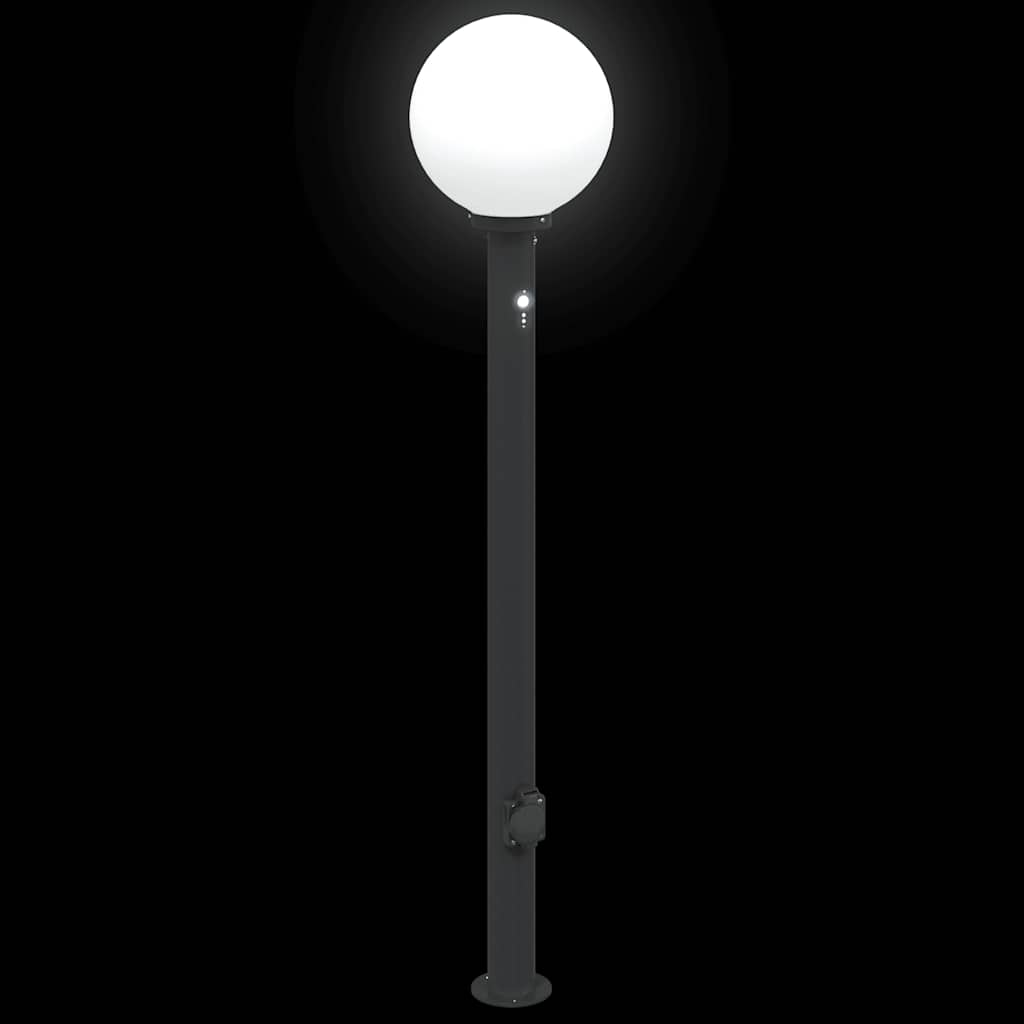 Pollerleuchten mit Sensor und Steckdose 3 Stk. 120 cm Schwarz IP44