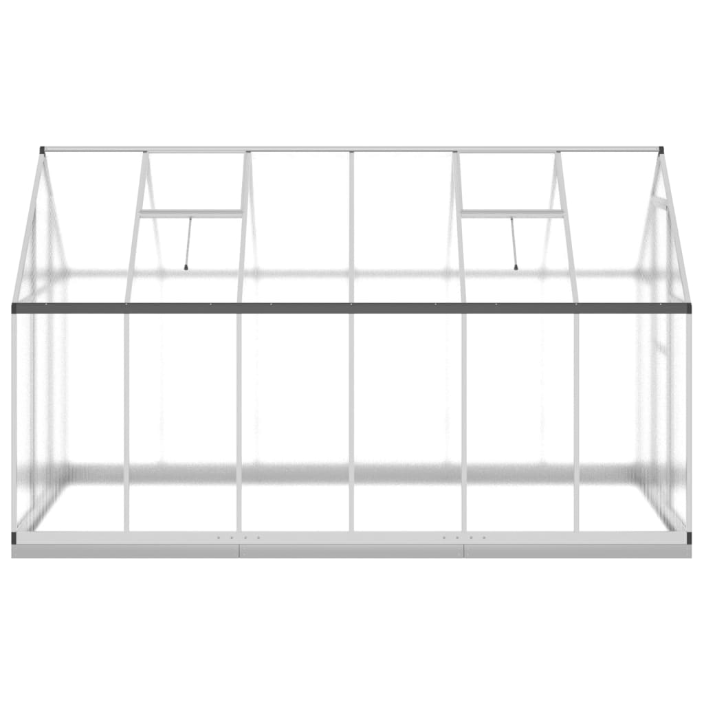 Gewächshaus mit Fundamentrahmen Silber 334x169x202cm Aluminimum