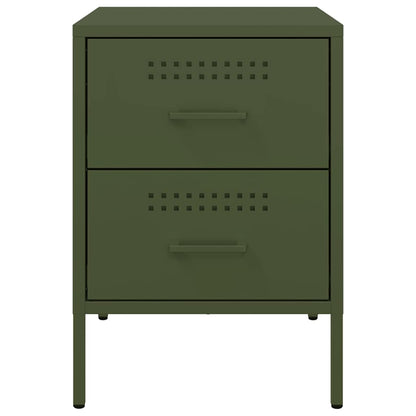 Nachttische 2 Stk. Olivgrün 36x39x50,5 cm Stahl