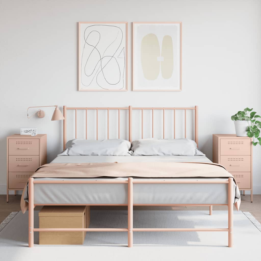 Nachttische 2 Stk. Rosa 36x39x68 cm Stahl