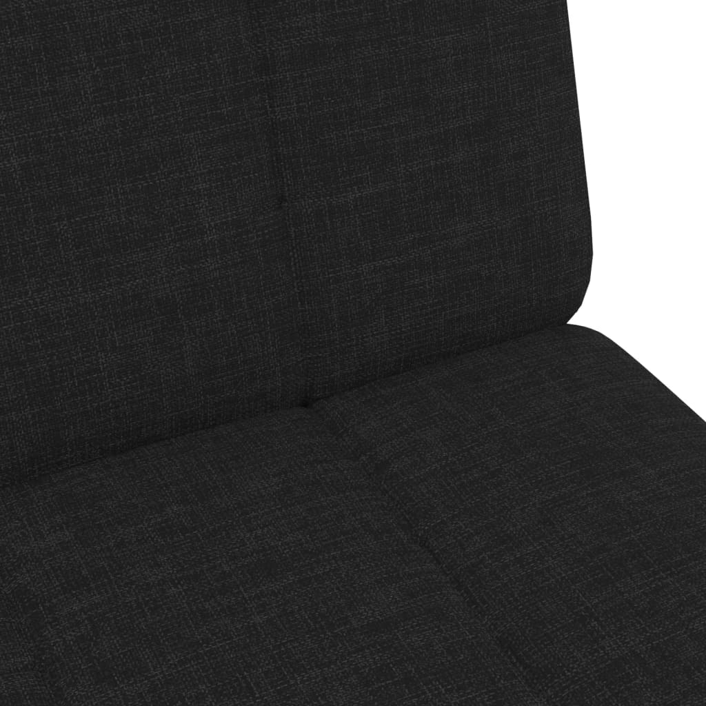 Schlafsofa 2-Sitzer mit Fußhocker Schwarz Stoff