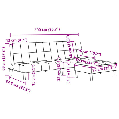 Schlafsofa 2-Sitzer mit Fußhocker Gelb Samt