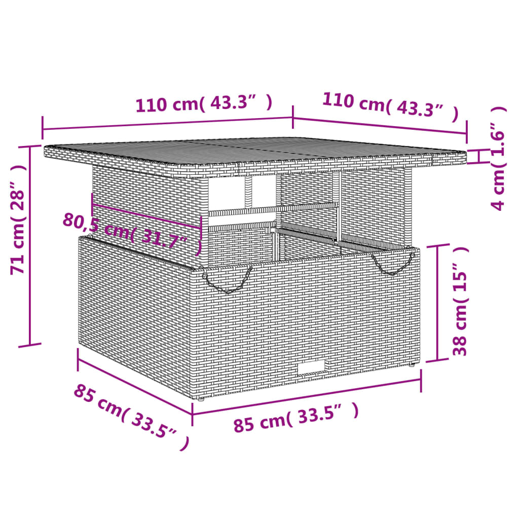 5-tlg. Garten-Essgruppe mit Kissen Beige Poly Rattan